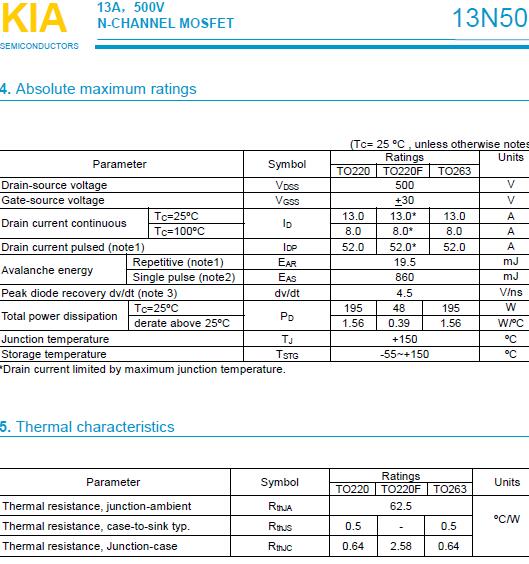 13N50,13A/500V,逆變器